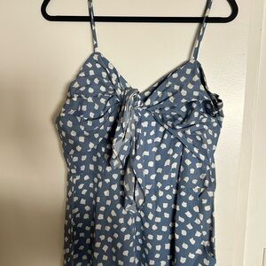 Chic Blue and White Patterned Jumpsuit